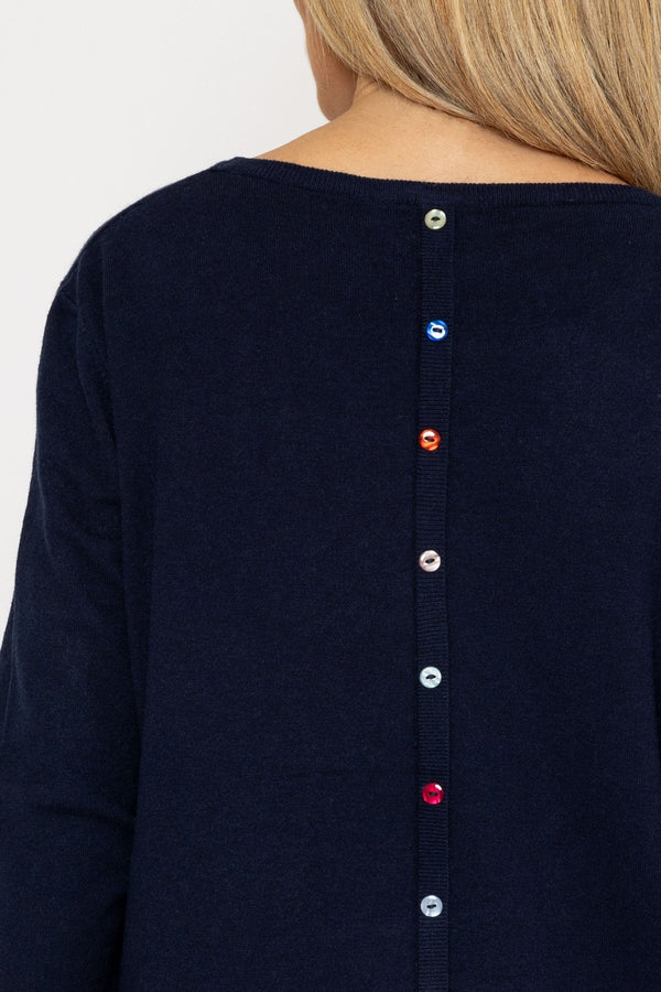Carraig Donn Button Detail Knit In Navy