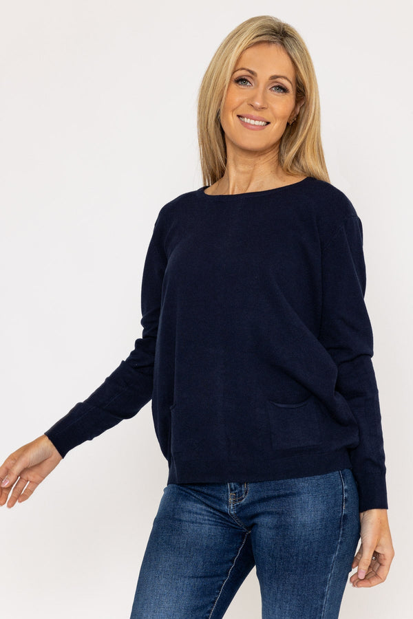 Carraig Donn Button Detail Knit In Navy