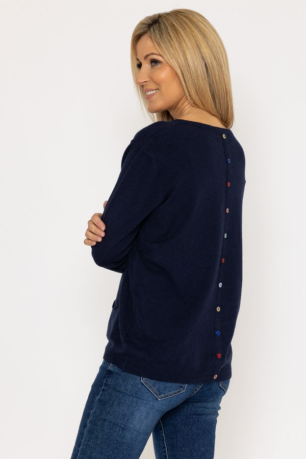 Carraig Donn Button Detail Knit In Navy
