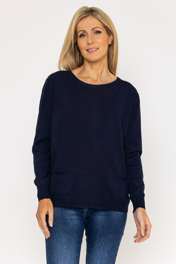 carraig donn Button Detail Knit in Navy
