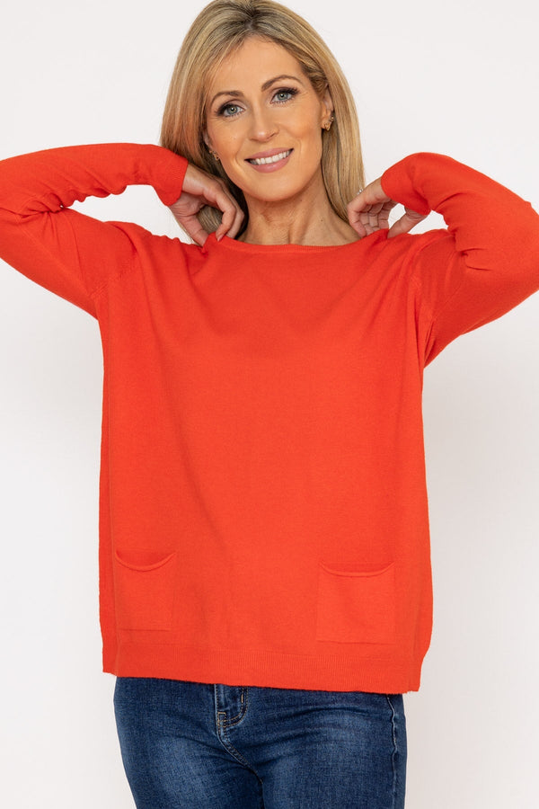 Carraig Donn Button Detail Knit In Orange