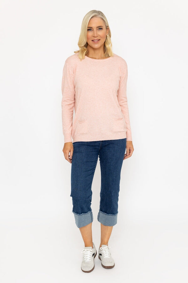 Carraig Donn Button Detail Knit In Pink