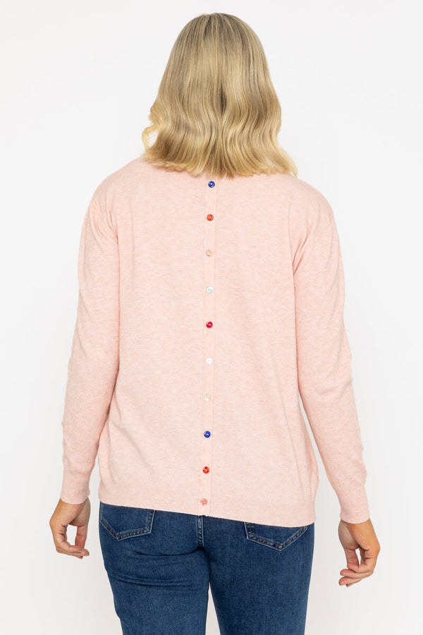 Carraig Donn Button Detail Knit In Pink
