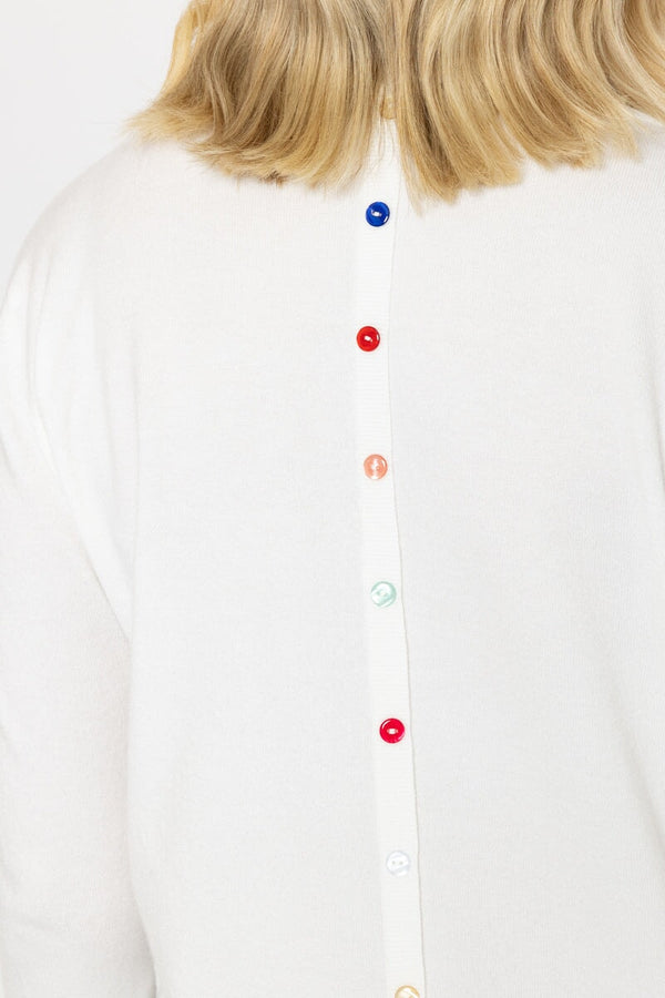 Carraig Donn Button Detail Knit In White