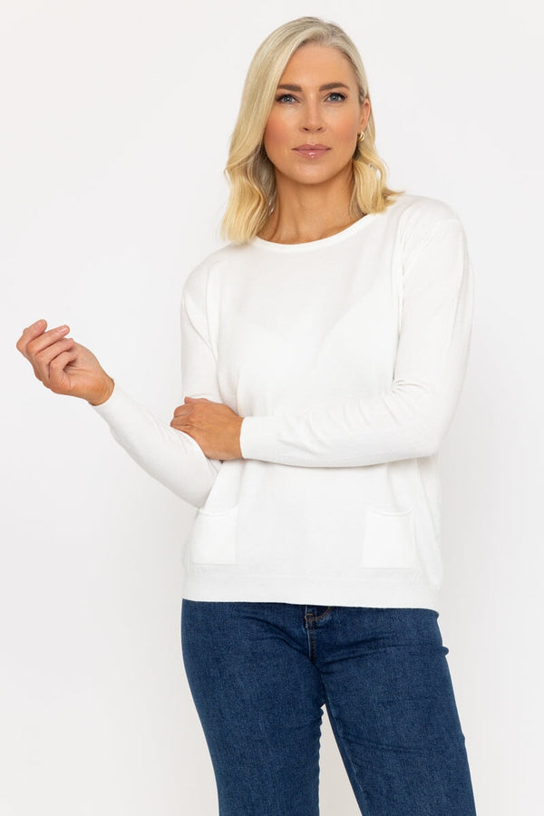 Carraig Donn Button Detail Knit In White