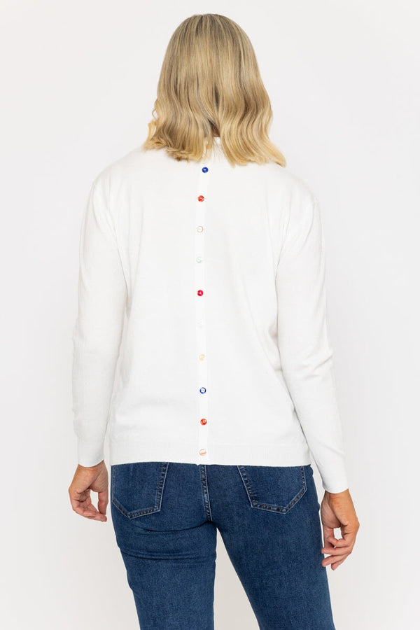 Carraig Donn Button Detail Knit In White