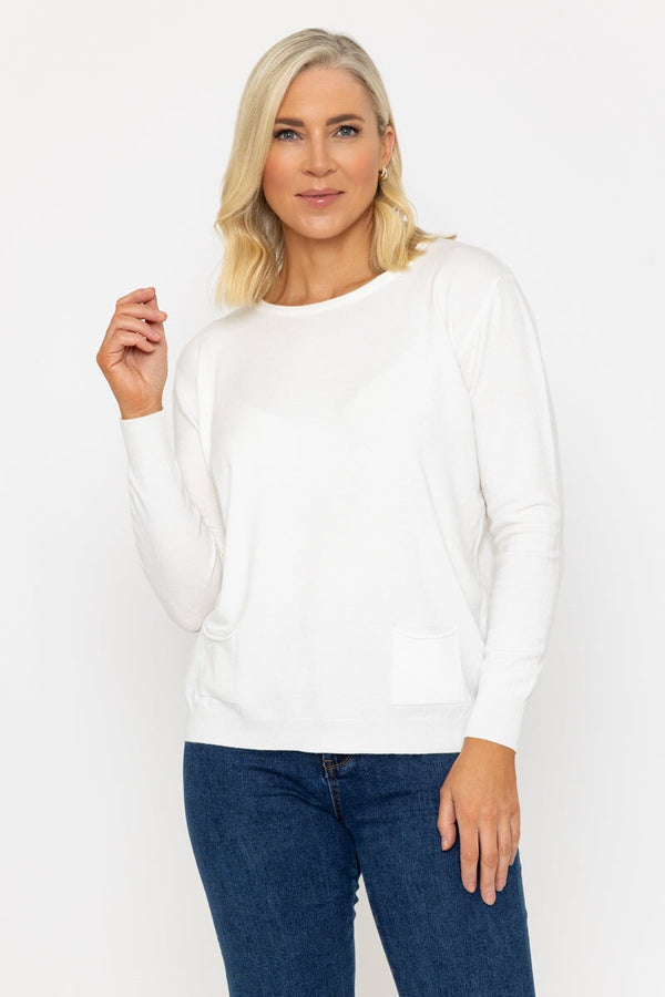 carraig donn Button Detail Knit in White