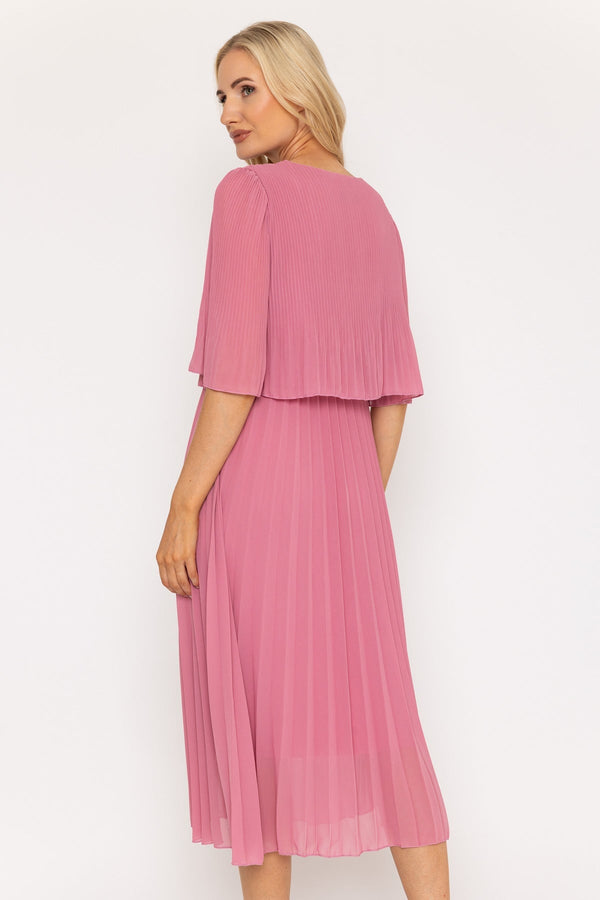 Carraig Donn Chloe Short Sleeve Midi Dress In Pink