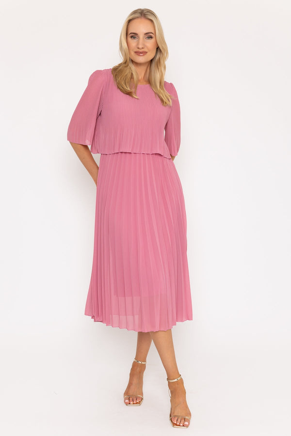 Carraig Donn Chloe Short Sleeve Midi Dress In Pink