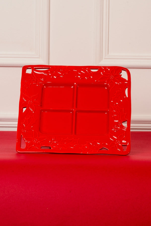 Carraig Donn Christmas Holly Squared Platter