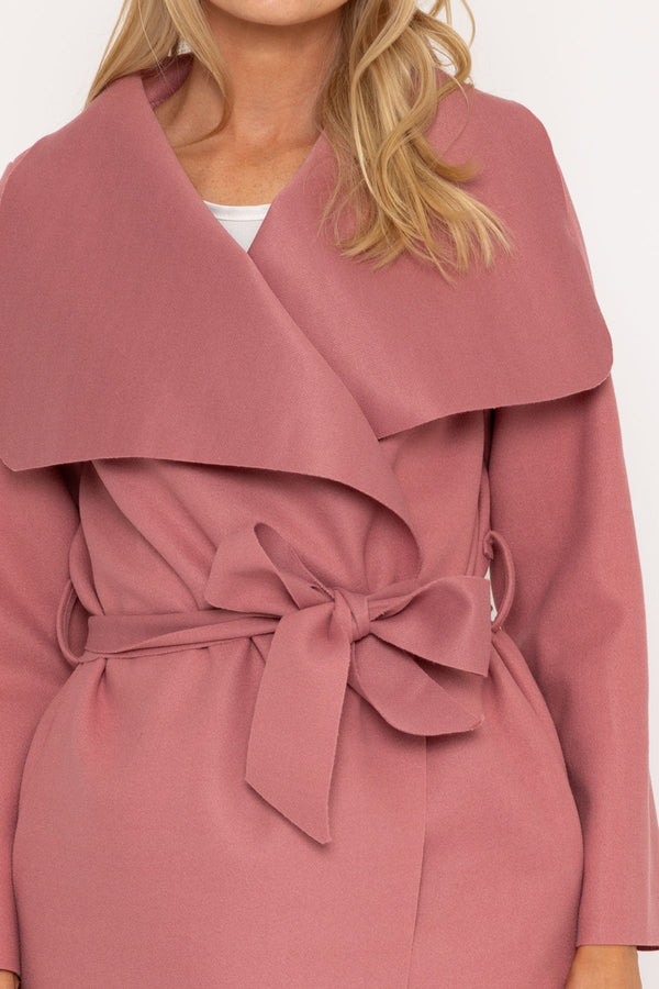 Carraig Donn Chuck On Long Wrap Coat In Pink