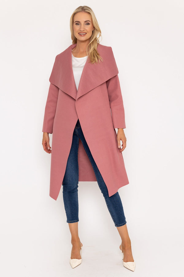 Carraig Donn Chuck On Long Wrap Coat In Pink