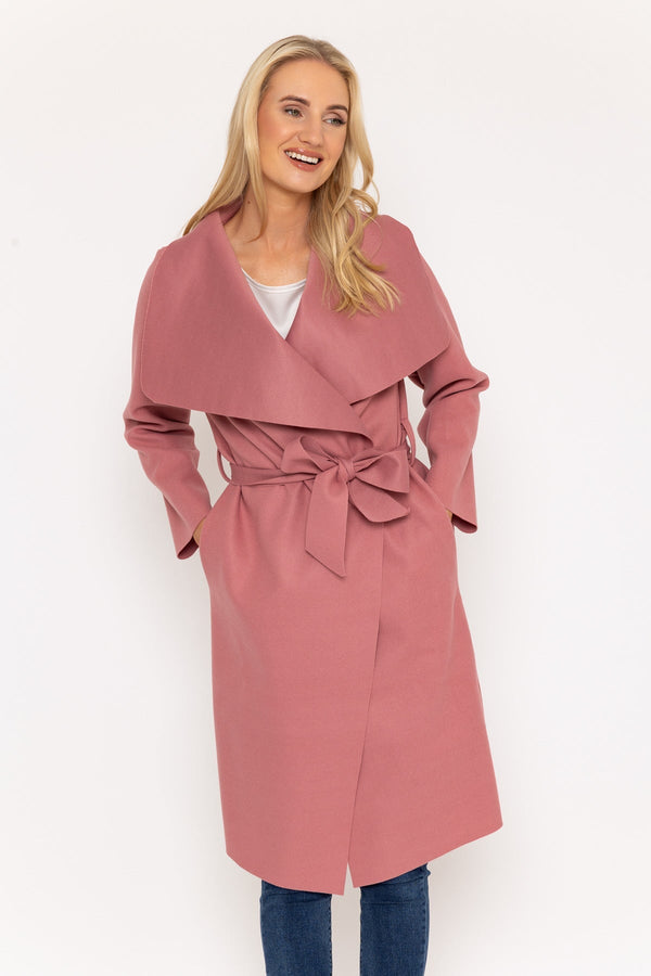carraig donn Chuck On Long Wrap Coat in Pink