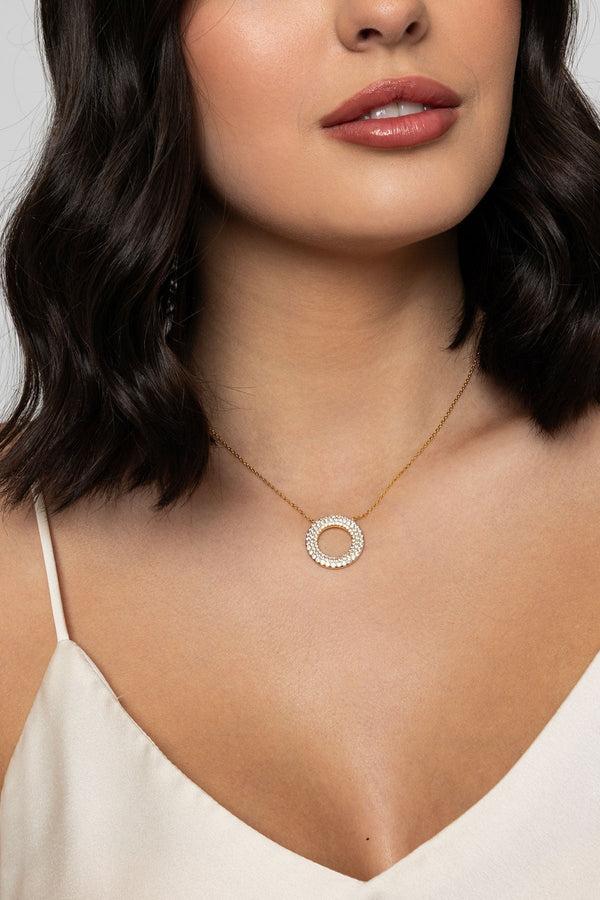 Carraig Donn Circle Drop Gold Necklace