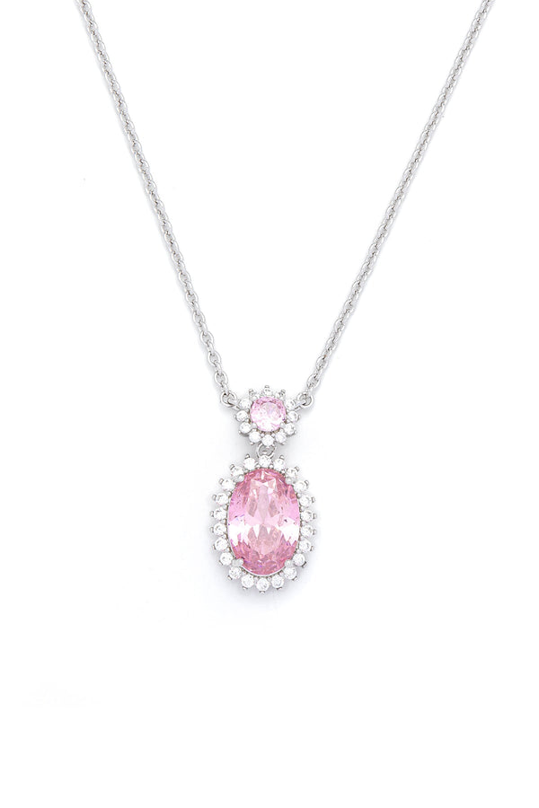 Carraig Donn Classic Oval Drop Rose Pink Necklace
