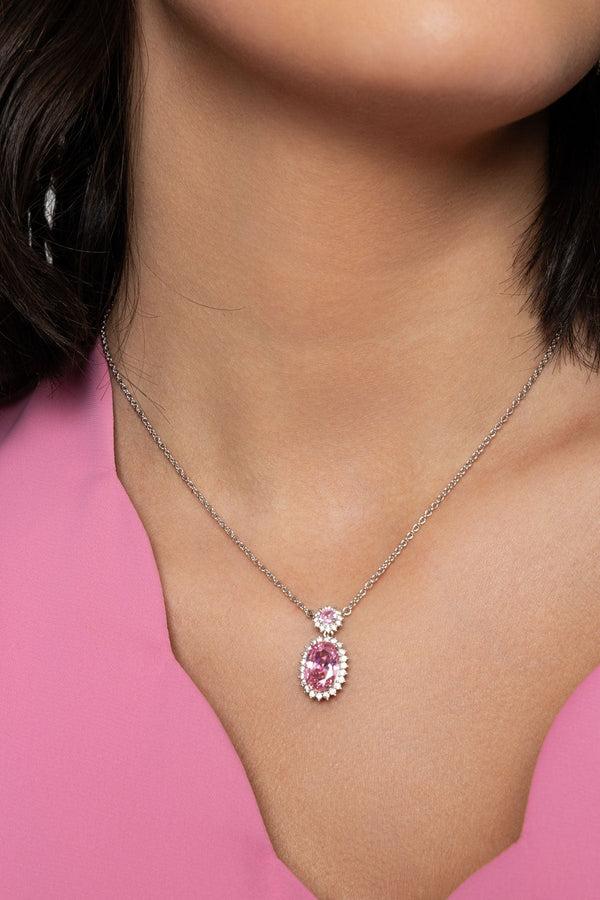 carraig donn Classic Oval Drop Rose Pink Necklace