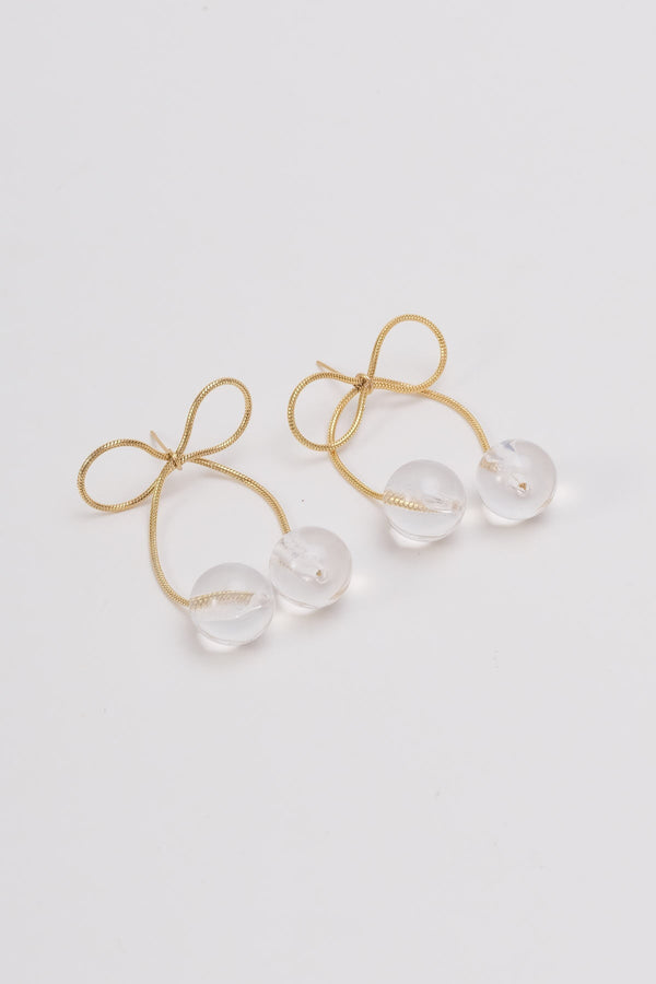 carraig donn Clear Cherry Bow Earrings