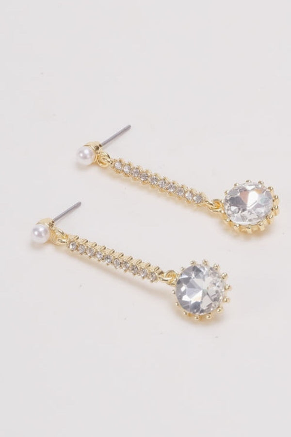 Carraig Donn Clear Diamante Drop Gold Earrings