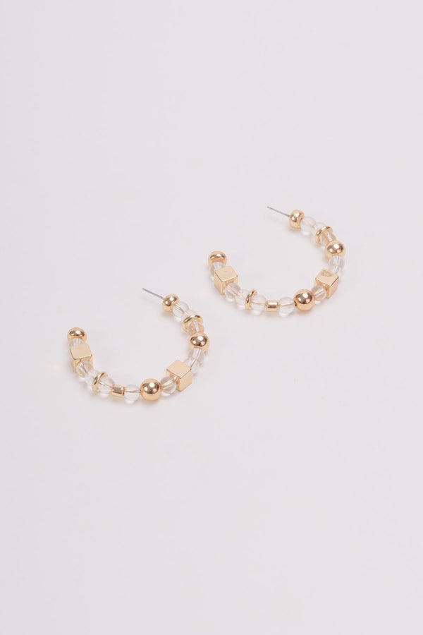 Carraig Donn Clear & Gold Beaded Hoop Earrings