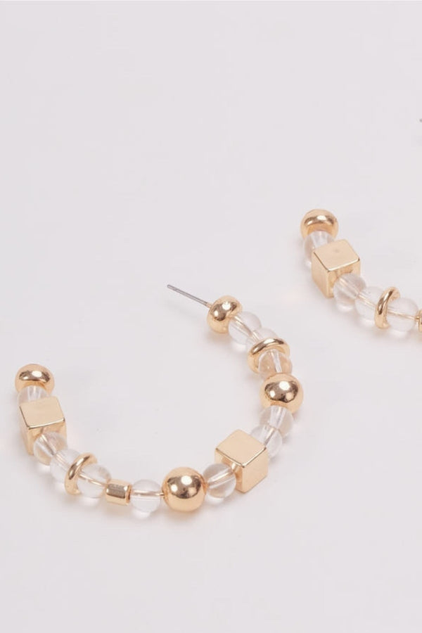 Carraig Donn Clear & Gold Beaded Hoop Earrings