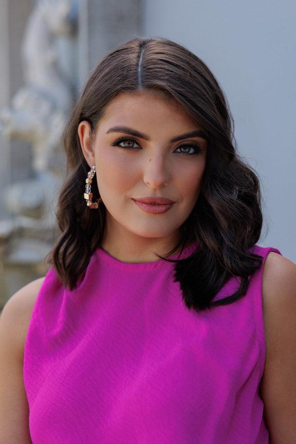 carraig donn Clear & Gold Beaded Hoop Earrings