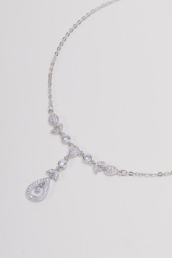 Carraig Donn Clear Stone Pear Drop Silver Necklace