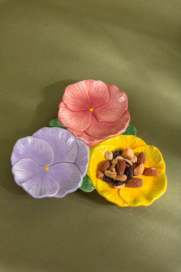 Carraig Donn Colourful Pansy Shaped Triple Dish