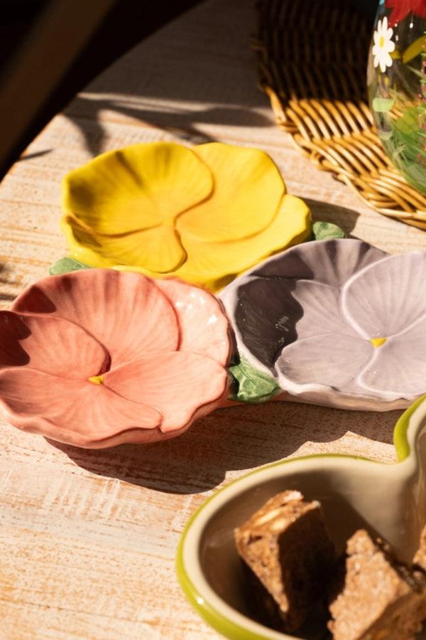 carraig donn Colourful Pansy Shaped Triple Dish