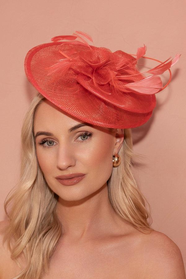 Carraig Donn Coral Disc Feather Fascinator