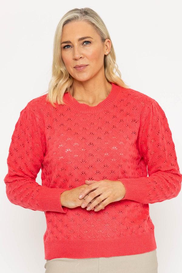 Carraig Donn Coral Pointelle Knitted Jumper