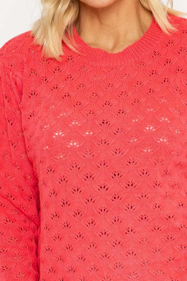 Carraig Donn Coral Pointelle Knitted Jumper