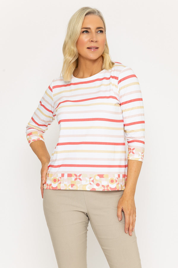 carraig donn Coral Striped Print Breton Top