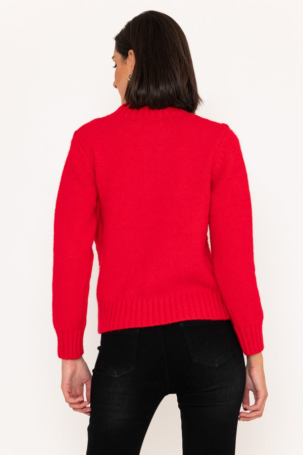 Carraig Donn Cosy Cable Knit Jumper In Red
