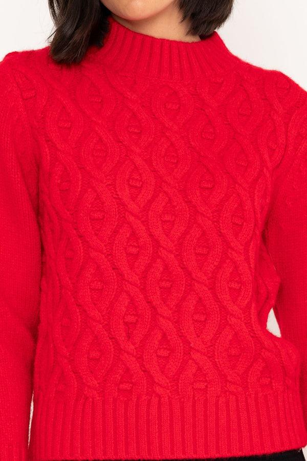 Carraig Donn Cosy Cable Knit Jumper In Red