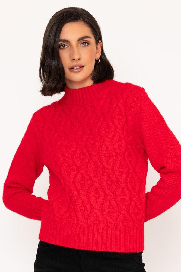 carraig donn Cosy Cable Knit Jumper in Red