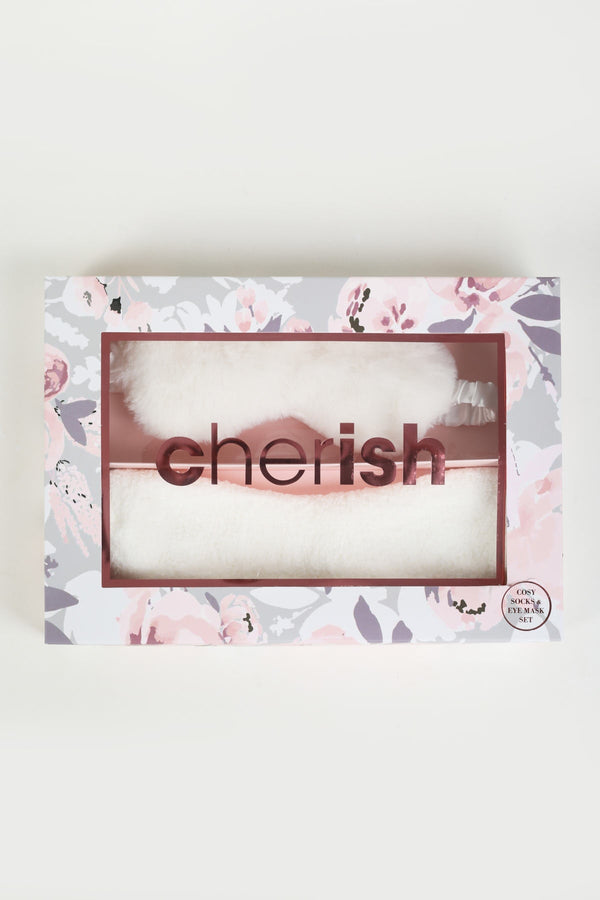 Carraig Donn Cosy Sock & Eye Mask Gift Set In Cream