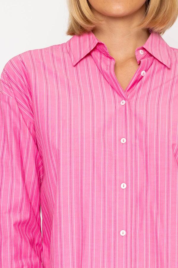 Carraig Donn Cotton Blend Pink Striped Shirt