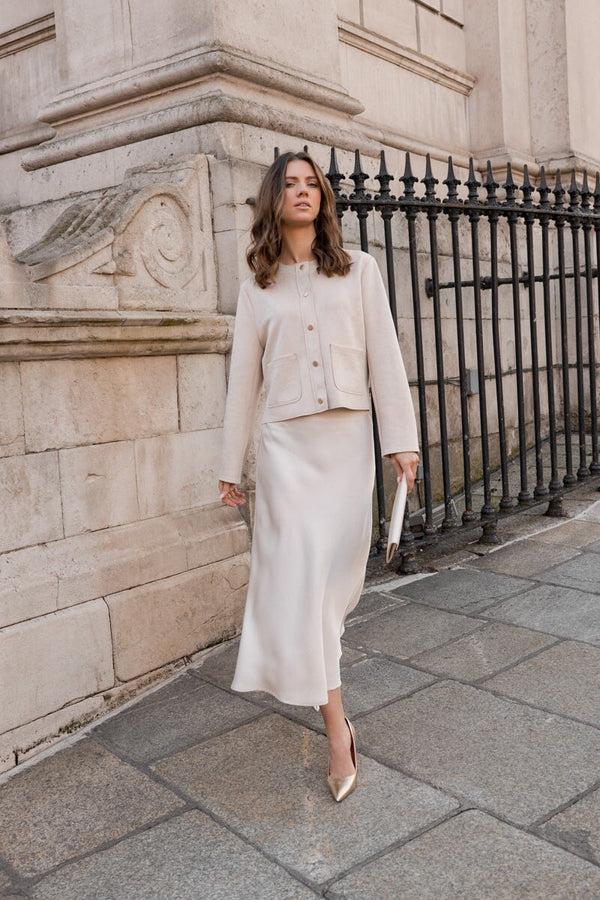 Carraig Donn Cream Cropped Suedette Jacket