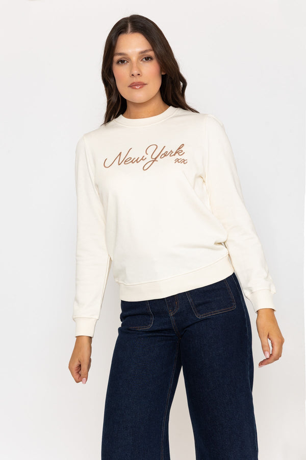 carraig donn Cream New York Embroidered Sweatshirt