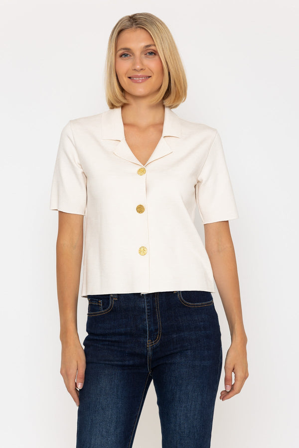 carraig donn Cream Short Sleeve Knit Jacket
