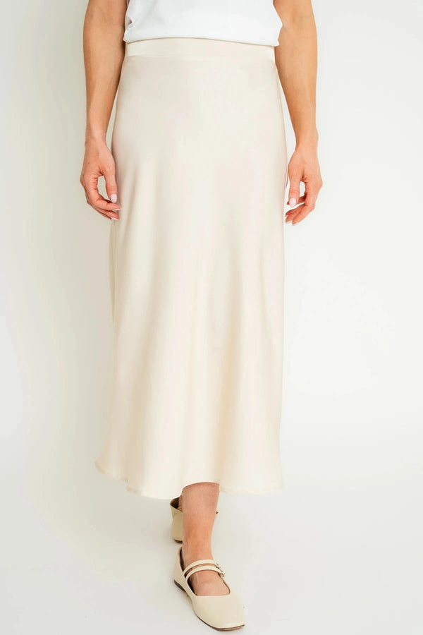 Carraig Donn Cream Silky Midi Skirt
