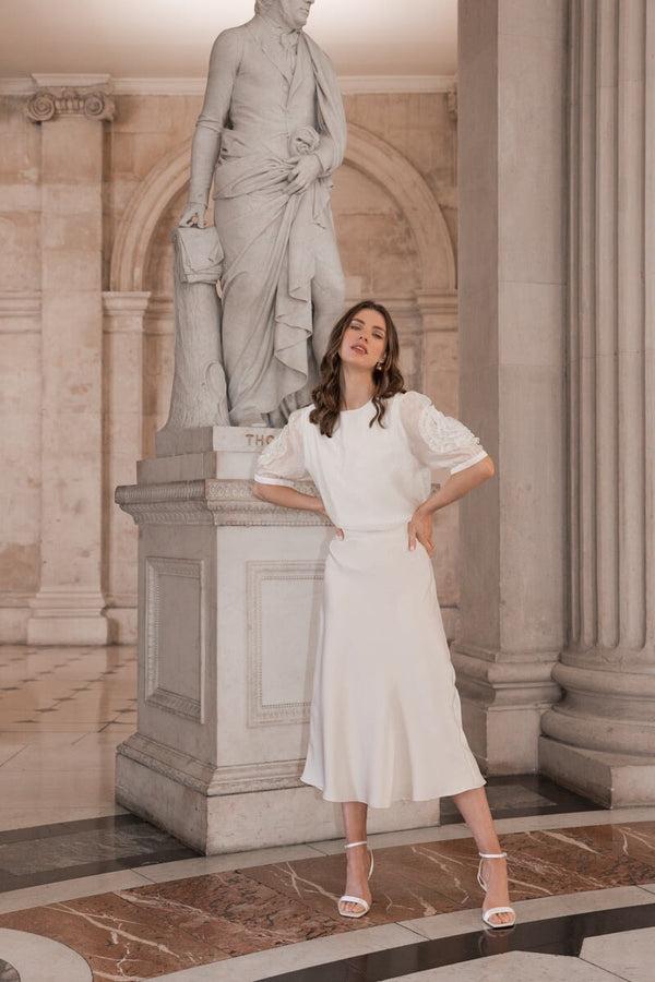 Carraig Donn Cream Silky Midi Skirt