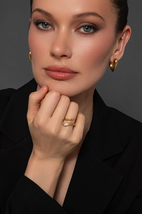 carraig donn Crystal Stone Snake Twist Gold Ring