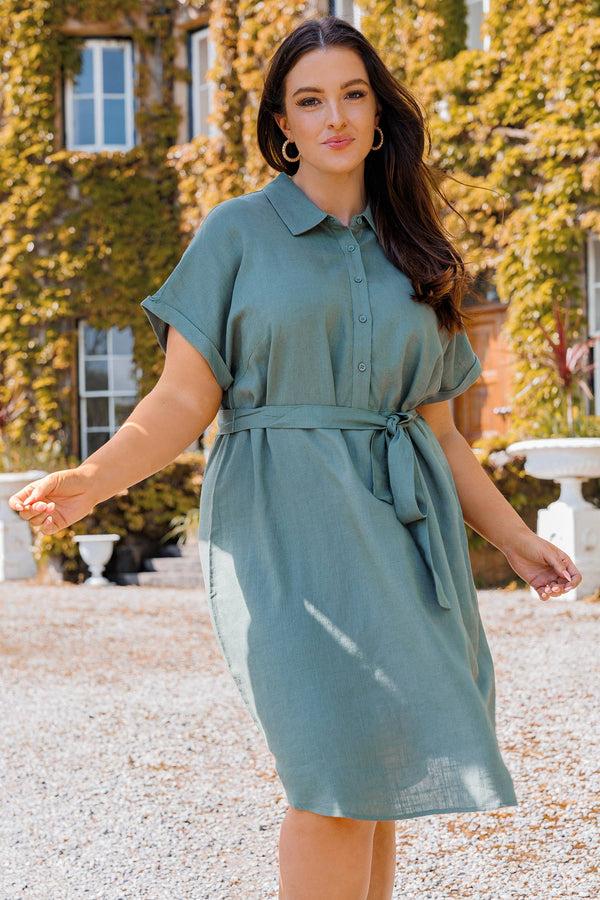 carraig donn Curve - Lailah Shirt Dress in Khaki