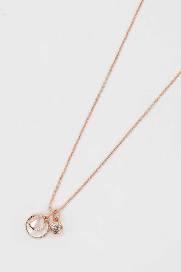carraig donn D Initial Necklace in Rose Gold