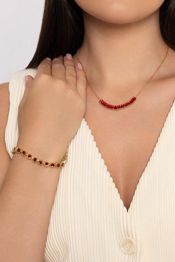 carraig donn Danna Gold Garnet Tennis Bracelet