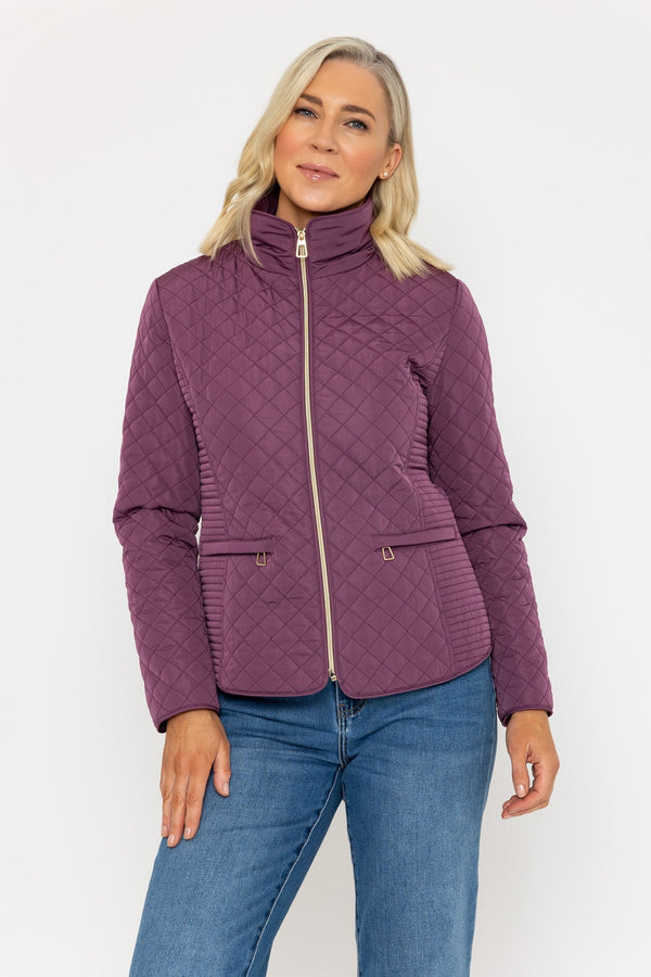 carraig donn Deep Rose Quilted Short Jacket