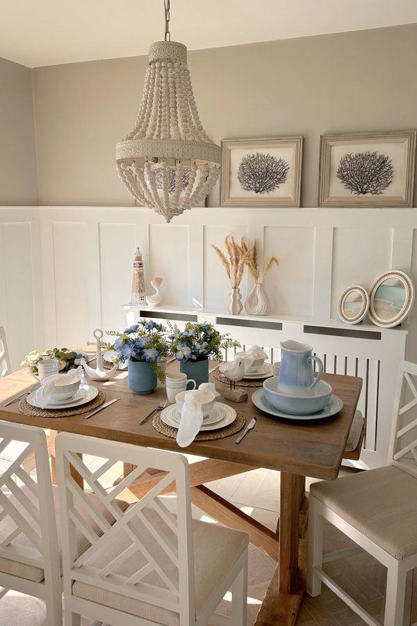 Carraig Donn Delphinium Posy In Blue Pottery Vase