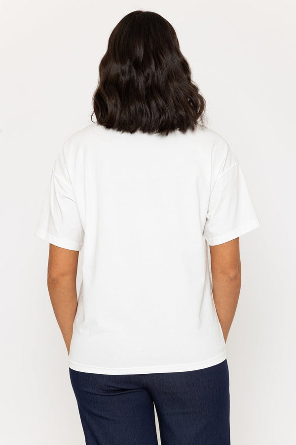 Carraig Donn Denim Heart Print White T-Shirt