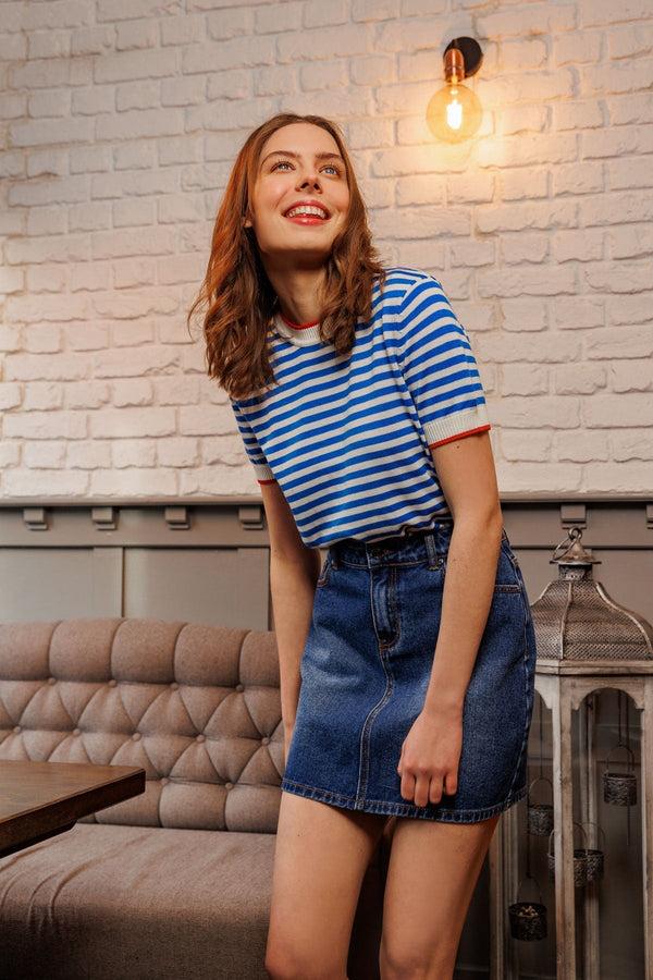 Carraig Donn Denim Skirt In Indigo